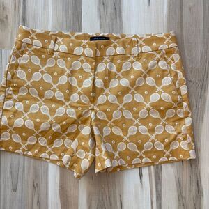 Ann Taylor Tennis Print Devin Fit City Short Sz 8 Harvest Gold Preppy SchoolGirl